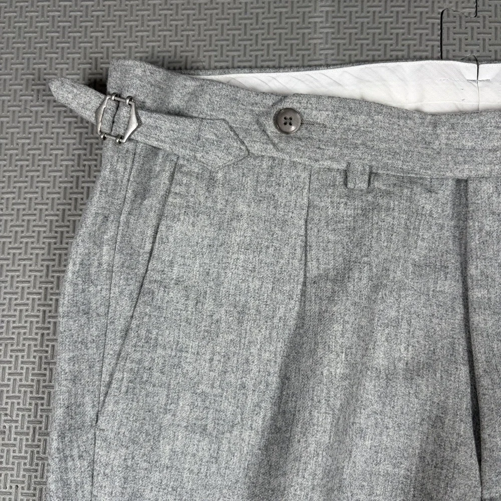 SuitSupply Gray Wool Vigo ZC Side Tab Dress Mens Pleated Pants Vitale Barberis